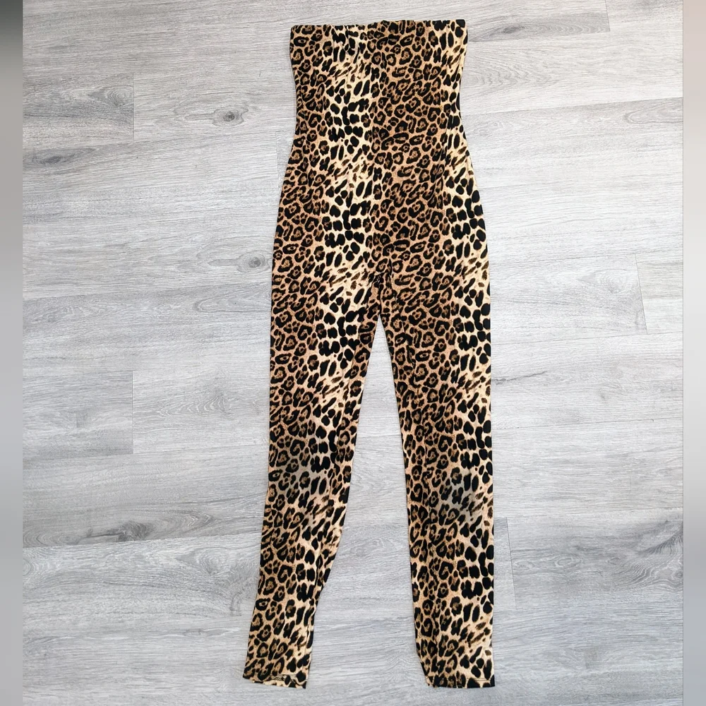 Fashion Nova jumpsuit, romper, one piece, leopard pants, stretchy leotard, party - Picture 3 of 7